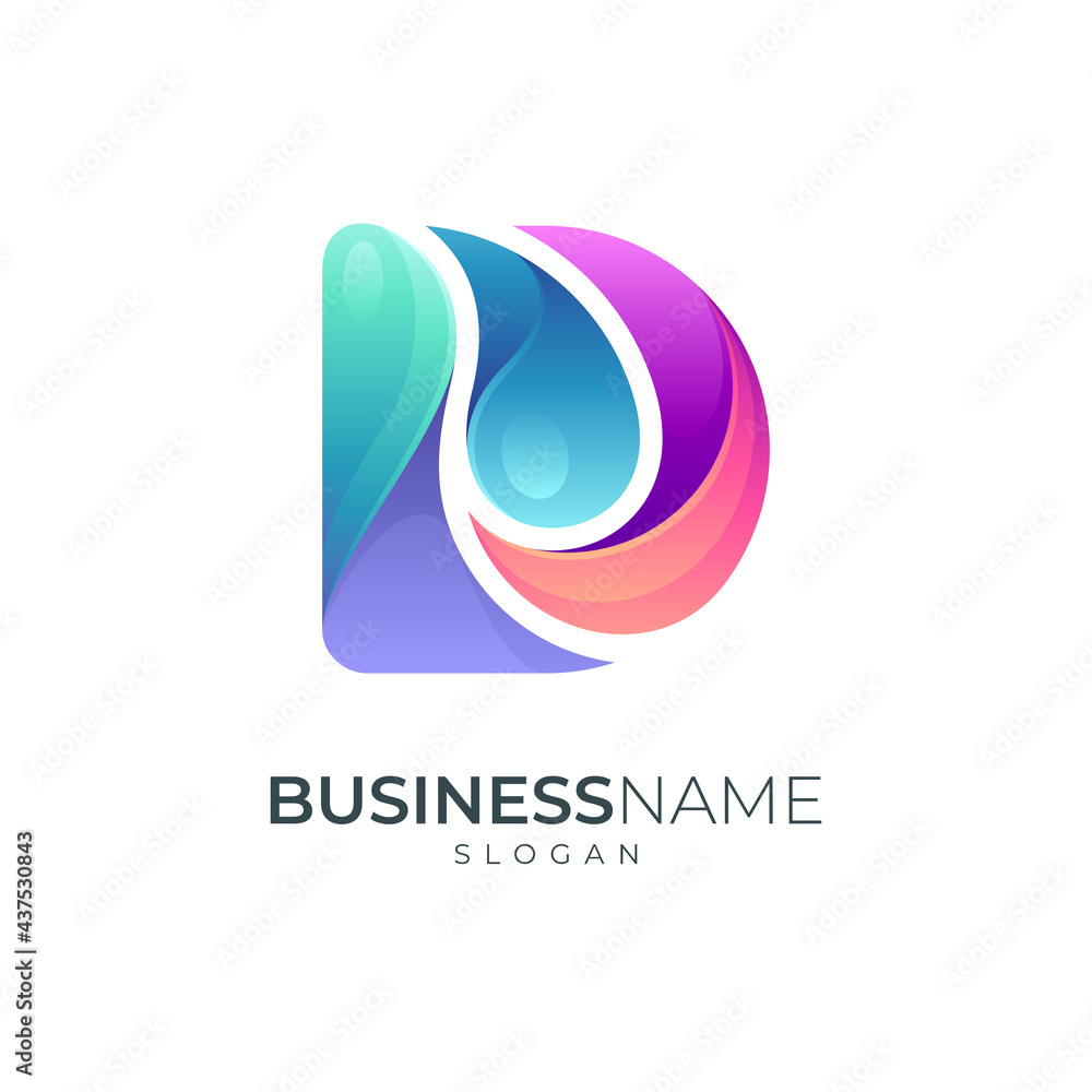 Letter D and water drop logo vector ready for template