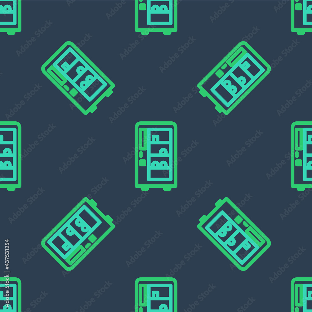 Line Vending machine of food and beverage automatic selling icon isolated seamless pattern on blue background. Vector Line Vending machine of food and beverage automatic selling icon isolated seamless pattern on blue background. Vector