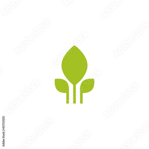 Green sprouts, sprigs, raw with silhouette leaf. Icon Isolated on white.