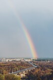 Low angle view of rainbow over city, мост через Клязьму, город Владимир