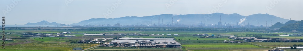 Panorama view of reclaimed land and industrial area (Kasaoka City, Okayama Prefecture)