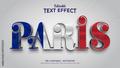 Paris France 3d Style Editable Text Effects Templates