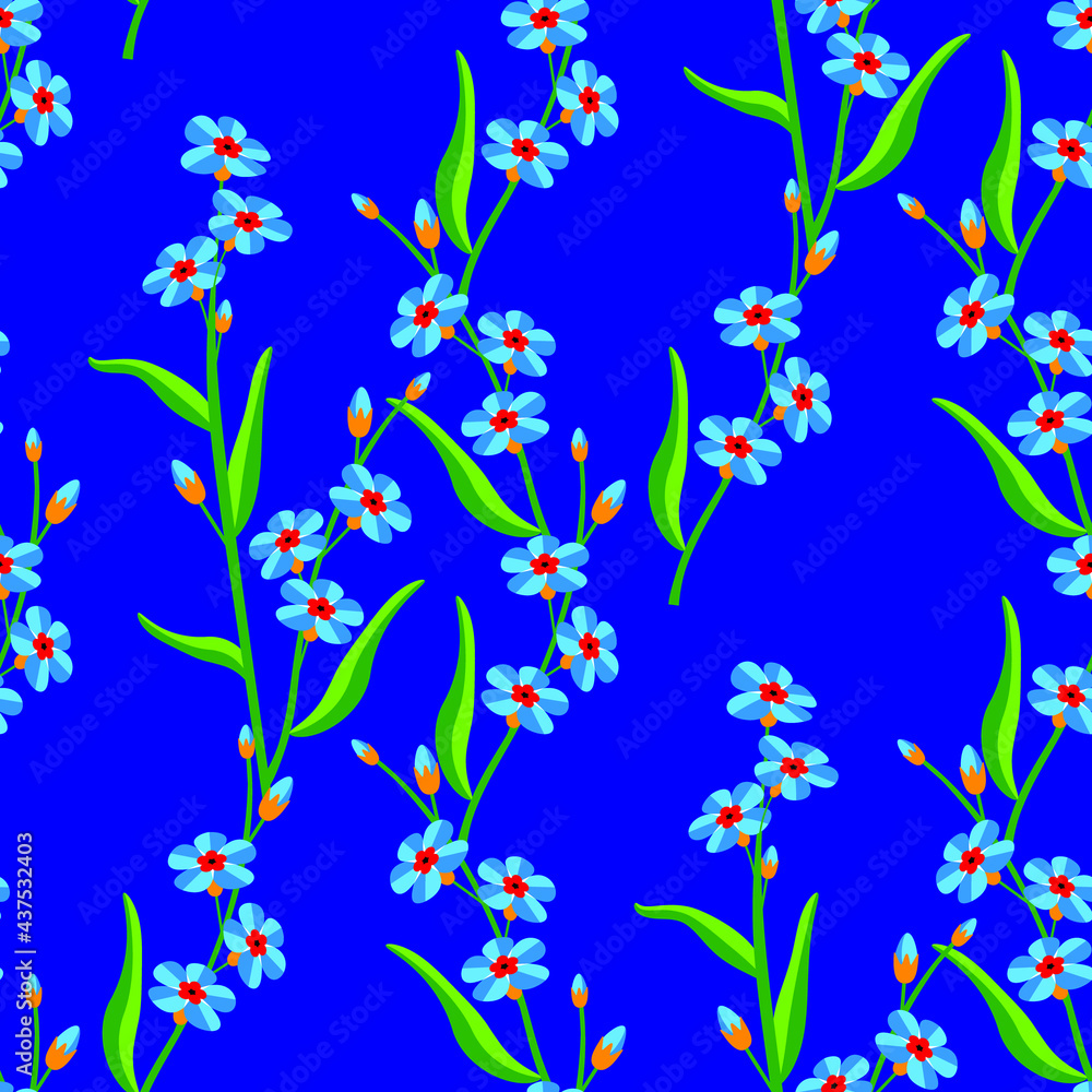 Forget-me-not flowers seamless pattern.
