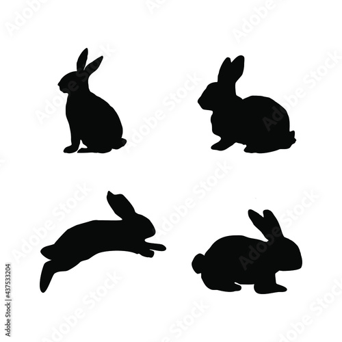 set of rabbits silhouettes