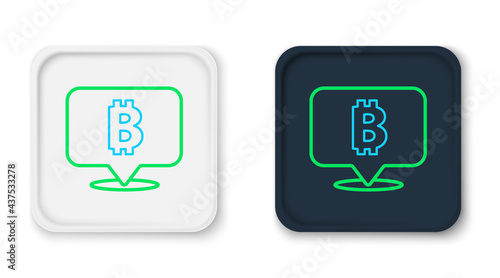 Line Cryptocurrency coin Bitcoin icon isolated on white background. Physical bit coin. Blockchain based secure crypto currency. Colorful outline concept. Vector
