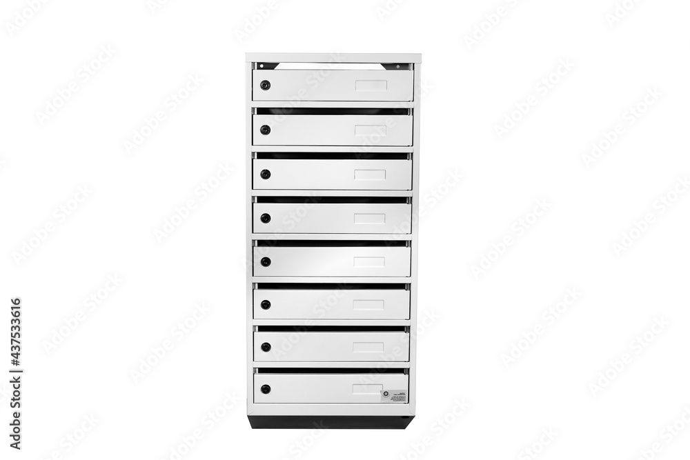 Mail boxes filled of leaflets and letters. Shallow DOF,Mailboxes and Lock in Rows at Entrance Mail boxes filled of leaflets and letters. Shallow DOF,Mailboxes and Lock in Rows at Entrance