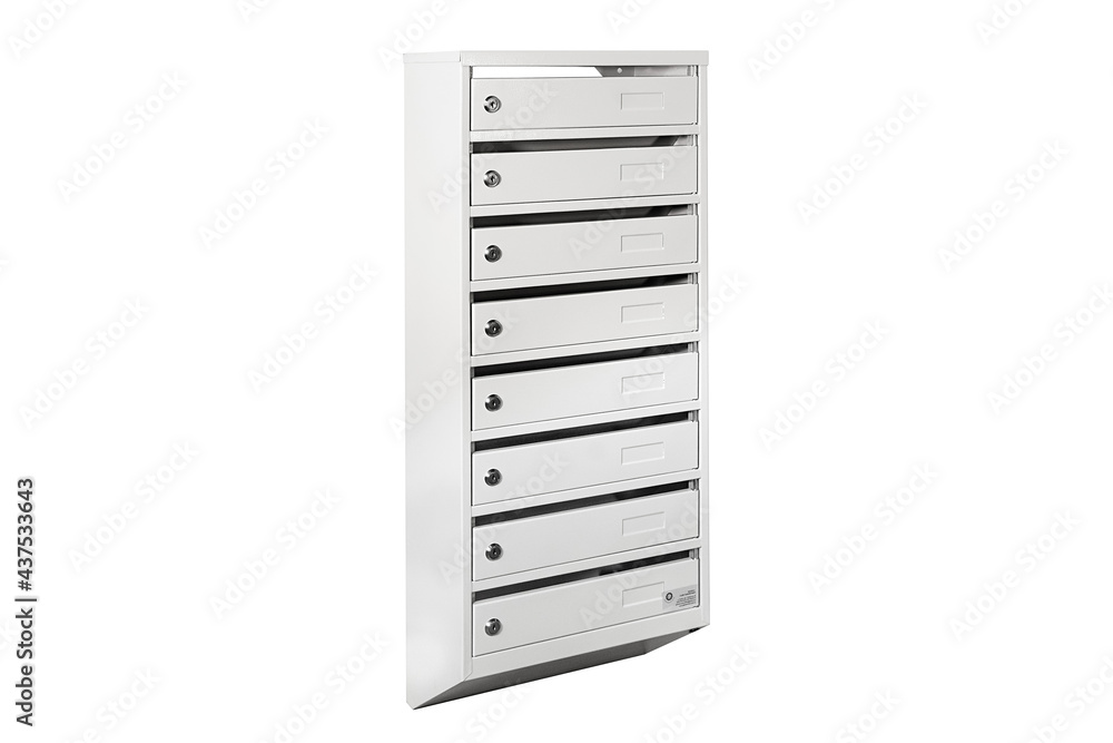 Mail boxes filled of leaflets and letters. Shallow DOF,Mailboxes and Lock in Rows at Entrance Mail boxes filled of leaflets and letters. Shallow DOF,Mailboxes and Lock in Rows at Entrance
