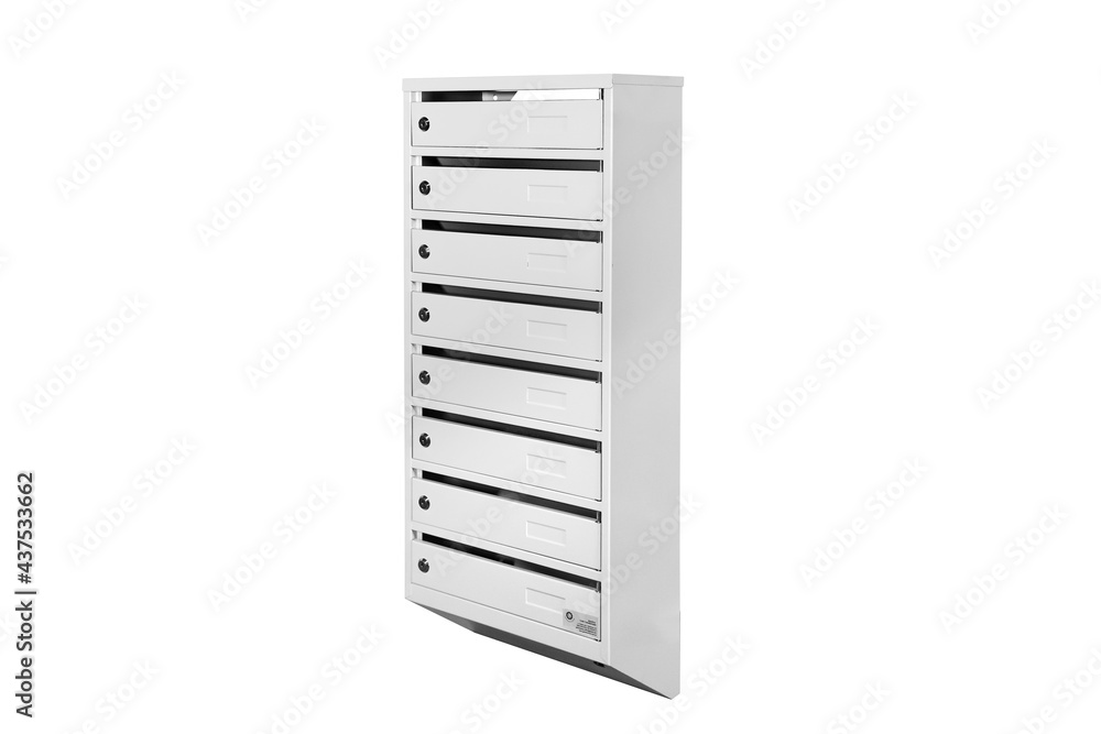 Mail boxes filled of leaflets and letters. Shallow DOF,Mailboxes and Lock in Rows at Entrance Mail boxes filled of leaflets and letters. Shallow DOF,Mailboxes and Lock in Rows at Entrance