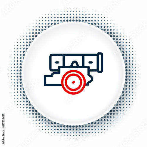 Line Cannon icon isolated on white background. Colorful outline concept. Vector