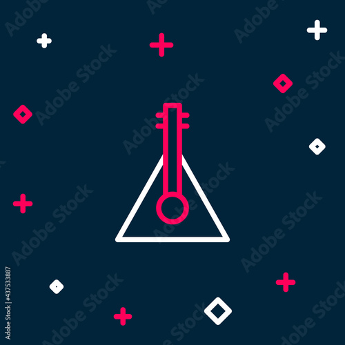 Line Musical instrument balalaika icon isolated on blue background. Colorful outline concept. Vector