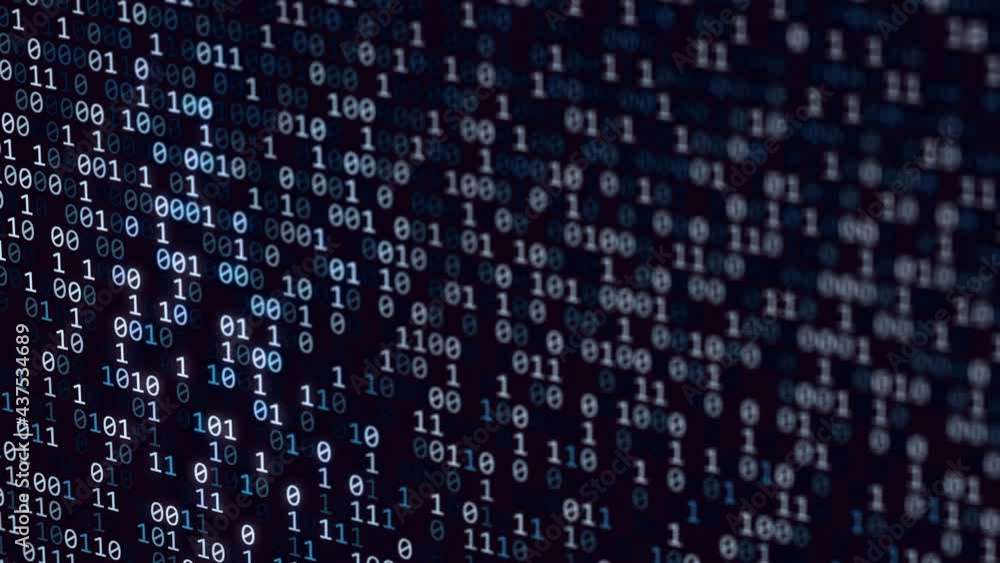 Binärcode Matrix Einsen und Nullen Animation 3D