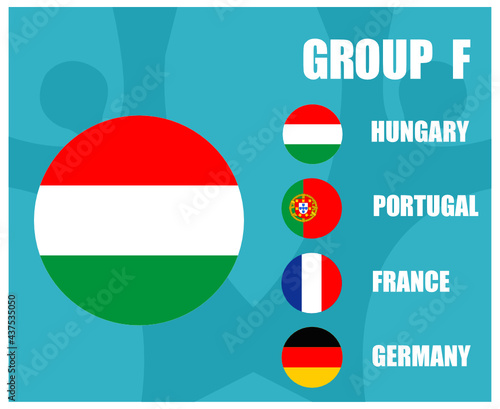 European football 2020 teams.Group F Hungary Flag.European soccer final