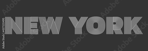 New York City typography text. NYC modern print with striped letters. T-shirt slogan, poster, graphic design. Vector illustration.