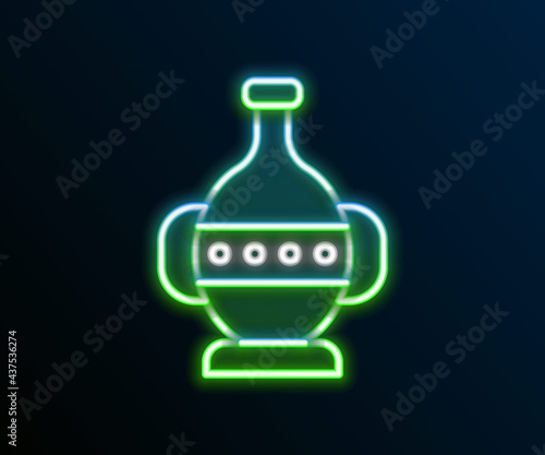 Glowing neon line Ancient amphorae icon isolated on black background. Colorful outline concept. Vector