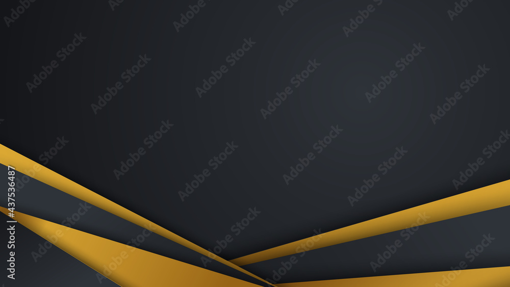 Modern abstract black background with gold line composition. Abstract gold on black metallic texture with simple design modern luxury futuristic background vector illustration for presentation design Modern abstract black background with gold line composition. Abstract gold on black metallic texture with simple design modern luxury futuristic background vector illustration for presentation design