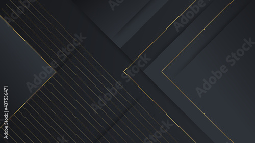 Black gold background overlap dimension abstract geometric modern. vector illustration. Elegant Abstract Geometric Shiny Luxury Black Gold Background For Wallpaper, Banner, Cover Or Presentation
