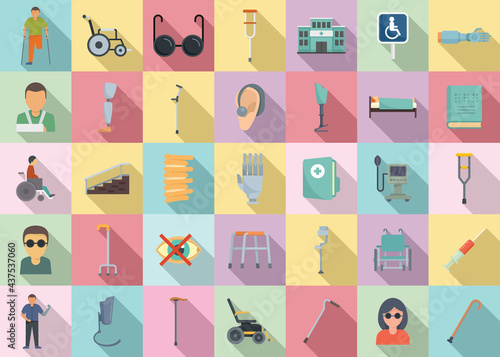 Handicapped icons set, flat style