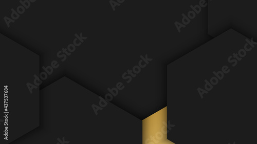 Abstract luxurious black gold background. Modern dark banner template vector with geometric shape patterns . Futuristic digital graphic design