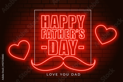 neon style fathers day greeting with love hearts