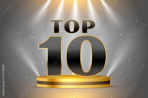 top 10 shiny golden podium award background