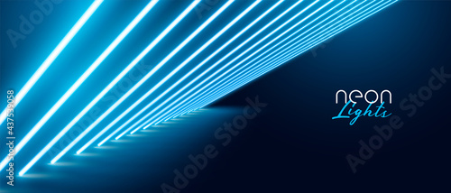 blue neon light effect banner design