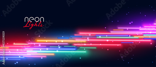 colorful neon led light effect banner