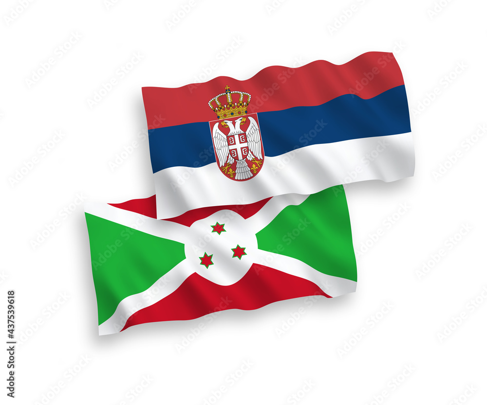 Flags of Burundi and Serbia on a white background Flags of Burundi and Serbia on a white background