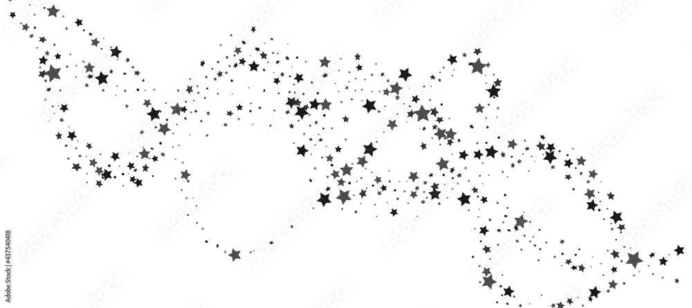 Shooting stars confetti. Black, white colors. Festive background. Abstract texture on a white background. Design element. Vector illustration, eps 10.