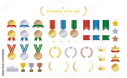 ランキング　メダル　カップ　アイコン　セット