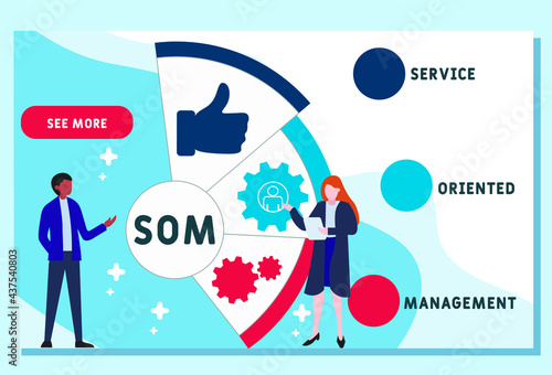 Vector website design template . SOM - Service Oriented Management acronym. business concept. illustration for website banner, marketing materials, business presentation, online advertising.