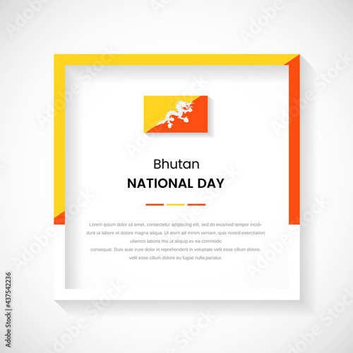 Abstract Bhutan flag square frame stock illustration. Creative country frame with text for National day of Bhutan