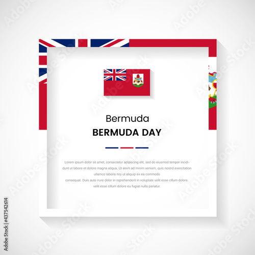 Abstract Bermuda flag square frame stock illustration. Creative country frame with text for National day of Bermuda