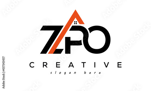 initial ZPO letters real estate construction logo vector photo