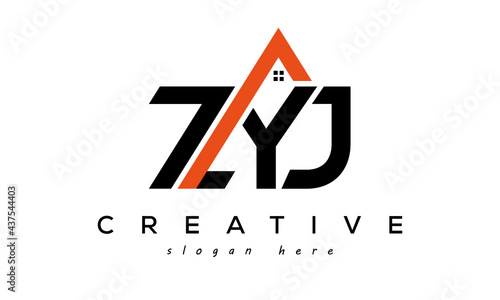 initial ZYJ letters real estate construction logo vector photo