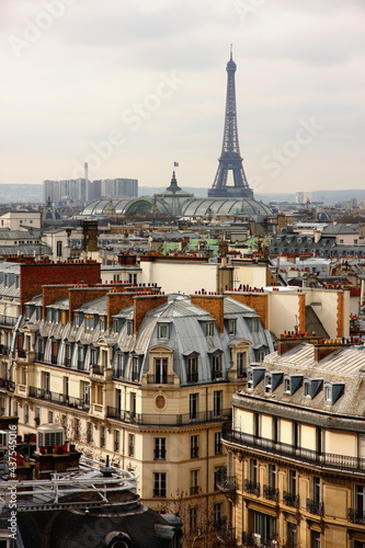Eiffel tower over the roofs