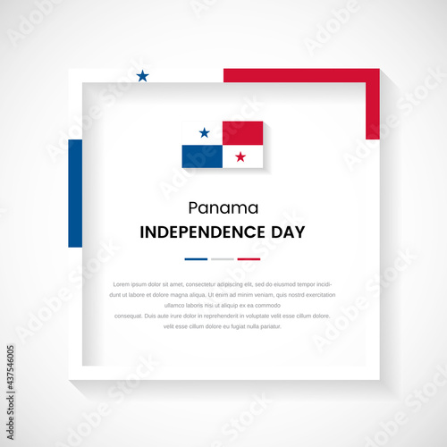 Abstract Panama flag square frame stock illustration. Creative country frame with text for Independence day of Panama
