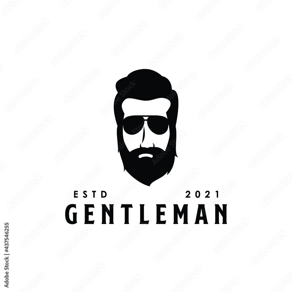 bearded man wearing glasses gentleman logo design vector bearded man wearing glasses gentleman logo design vector