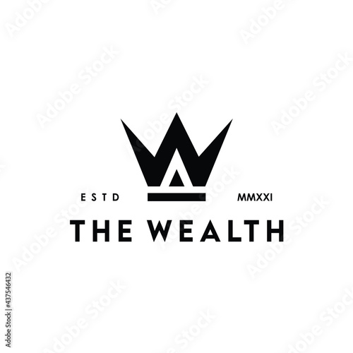 letter w crown king for wealth or rich financial logo design vector