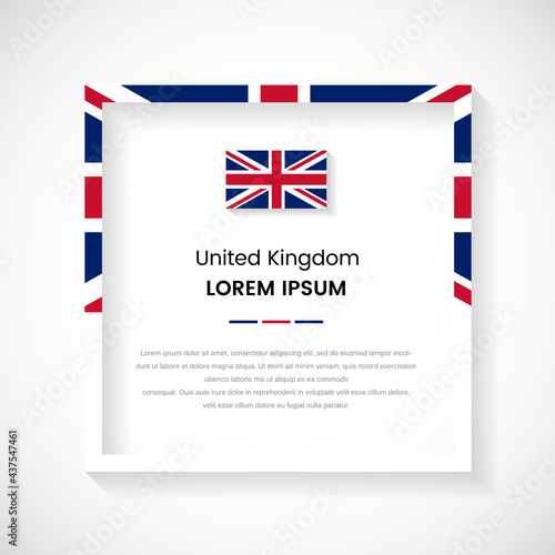 Abstract UK flag square frame stock illustration. Creative country frame with text for National day of United Kingdom