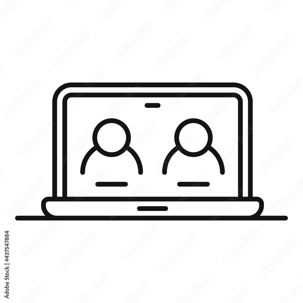 Home laptop icon, outline style Home laptop icon, outline style