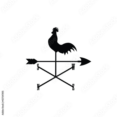 rooster compass weather vane weathercock wind village farm old symbol sign logo design vector