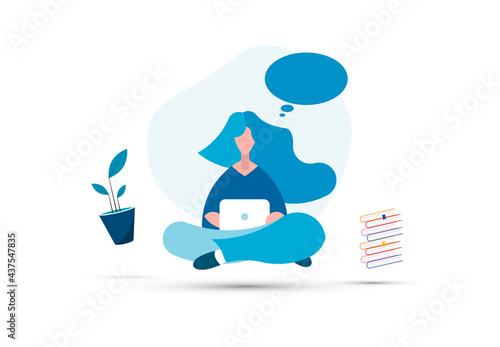 ragazza, persona, lavorare da casa, 