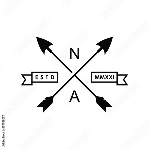 cross arrows hunting vintage logo design vector