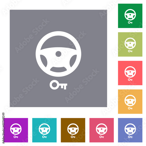 Steering lock square flat icons