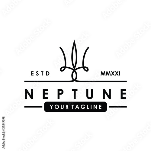  trident Poseidon Neptune underwater ocean king of water or Shiva goddess Hinduism weapon logo design vector