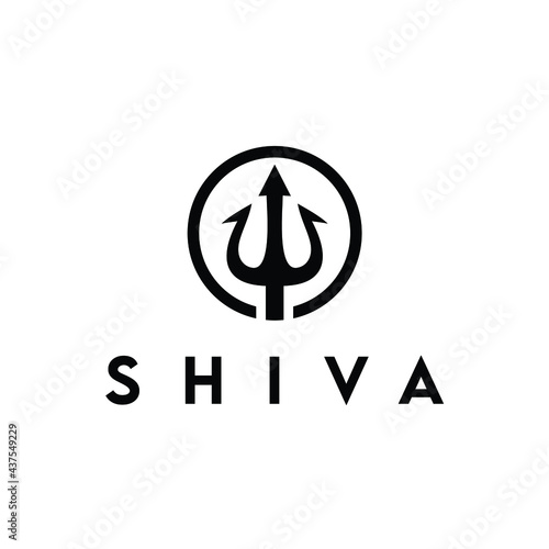 trident poseidon neptune king of ocean or shiva hinduism goddess logo design vector