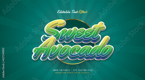 Sweet Avocado Text Style in Green Gradient with Embossed Effect. Editable Text Effect