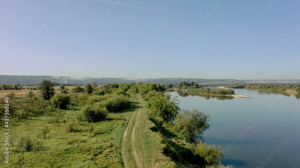 Stunning top view of the sinuous Dniester River