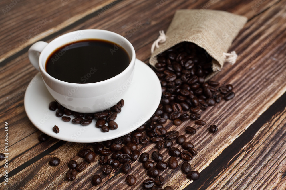 Fototapeta premium hot coffee and beans,Espresso