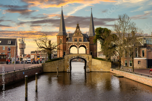 The Waterpoort in Sneek (Friesland, The Netherlands) during a lovely sunset/sunrise photo